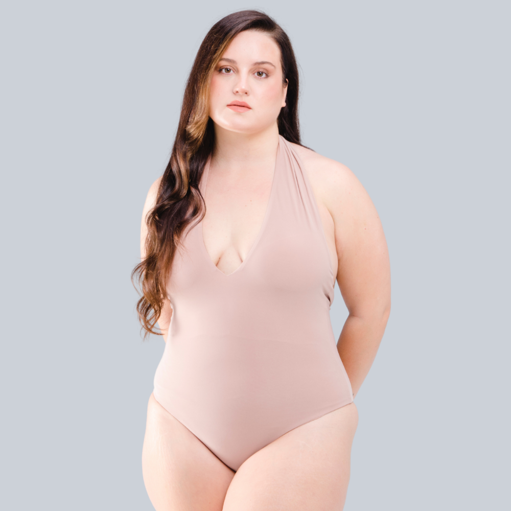 regina bodysuit plunge neck and backless, roebuck large